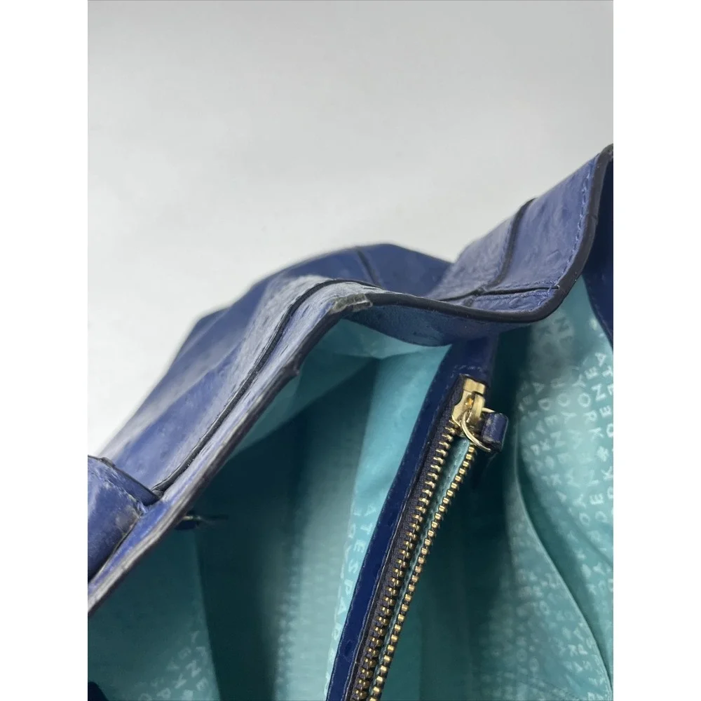 Kate Spade Valencia Road Harmony Tote‎ Bag Womens Blue Ostrich Embossed Leather